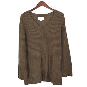 Avenue Sweater Collection Plus Size V-Neck Rib Knit Pullover Sweater Brown 22/24